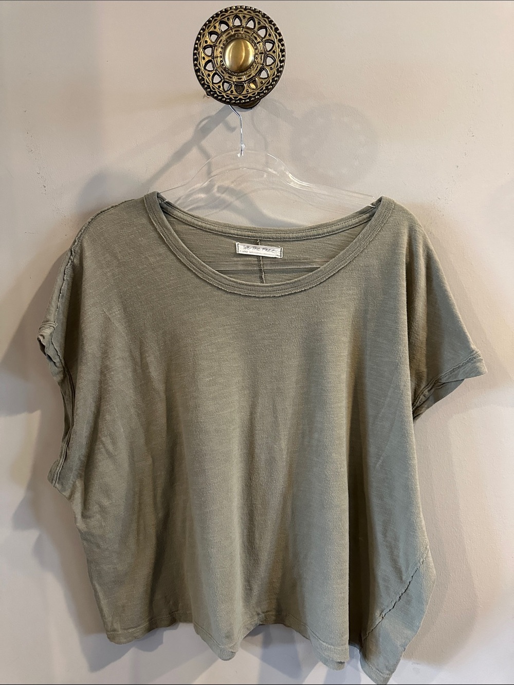 We The Free Olive Green Boxy Short Sleeve Tee